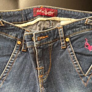Trendy Blue Denim Jeans with Pink Accents